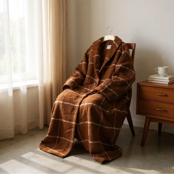 Old Navy 4X Rust Plaid Relaxed Soft-Brushed Overcoat NEW!!! - Picture 9 of 16